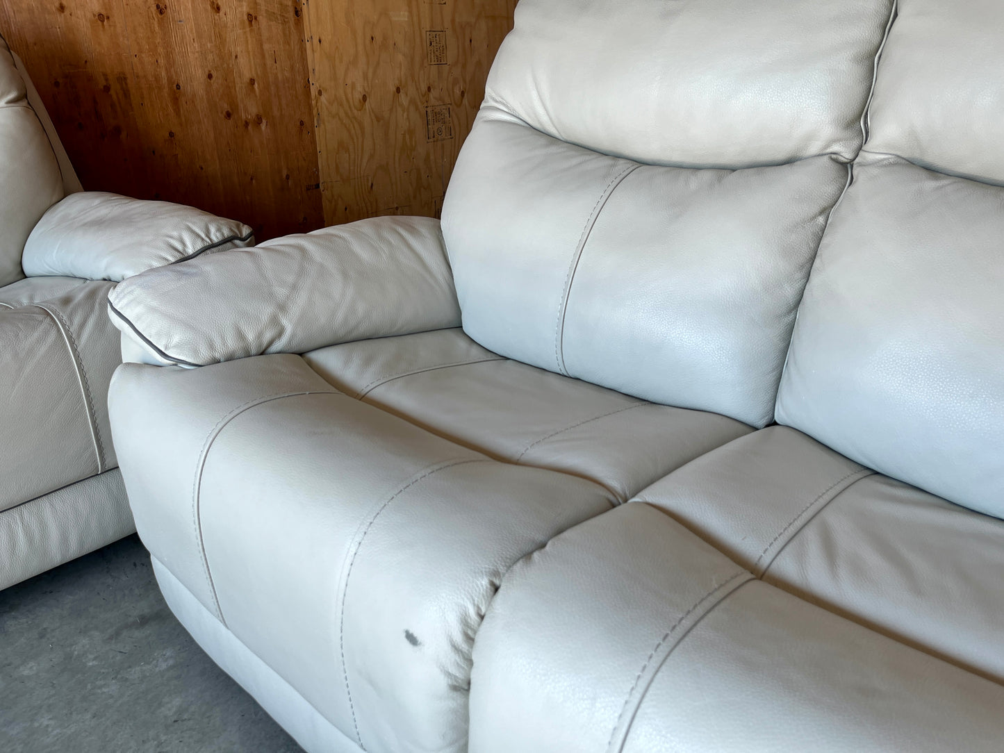 Real Leather Reclining Couch Set