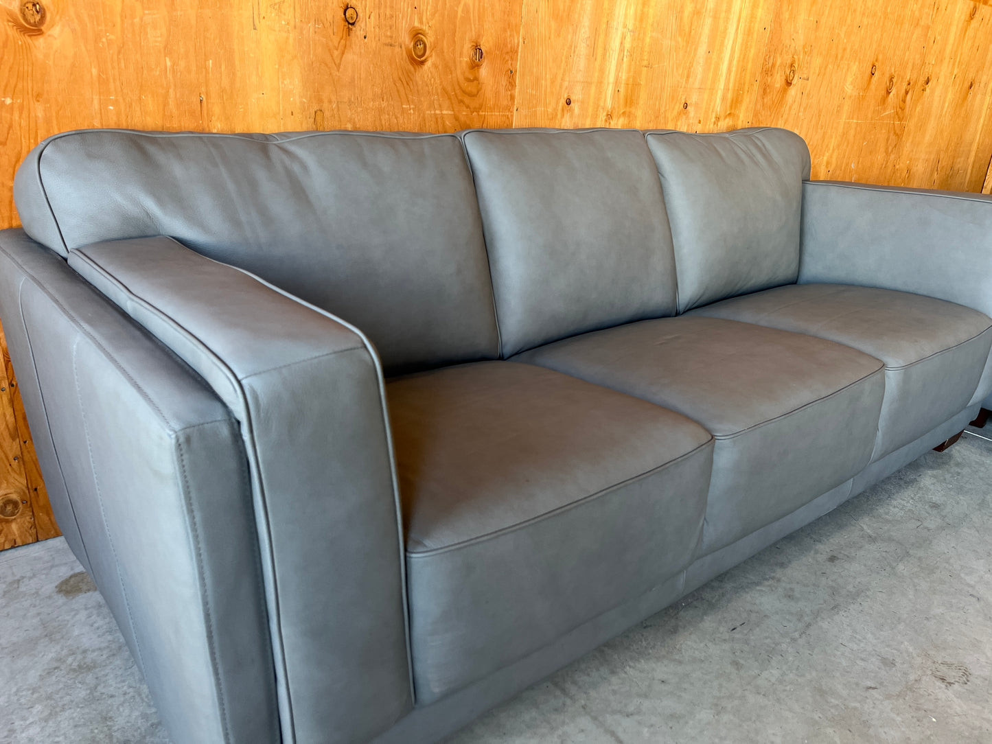 Grey Leather Sofa Couch and Loveseat