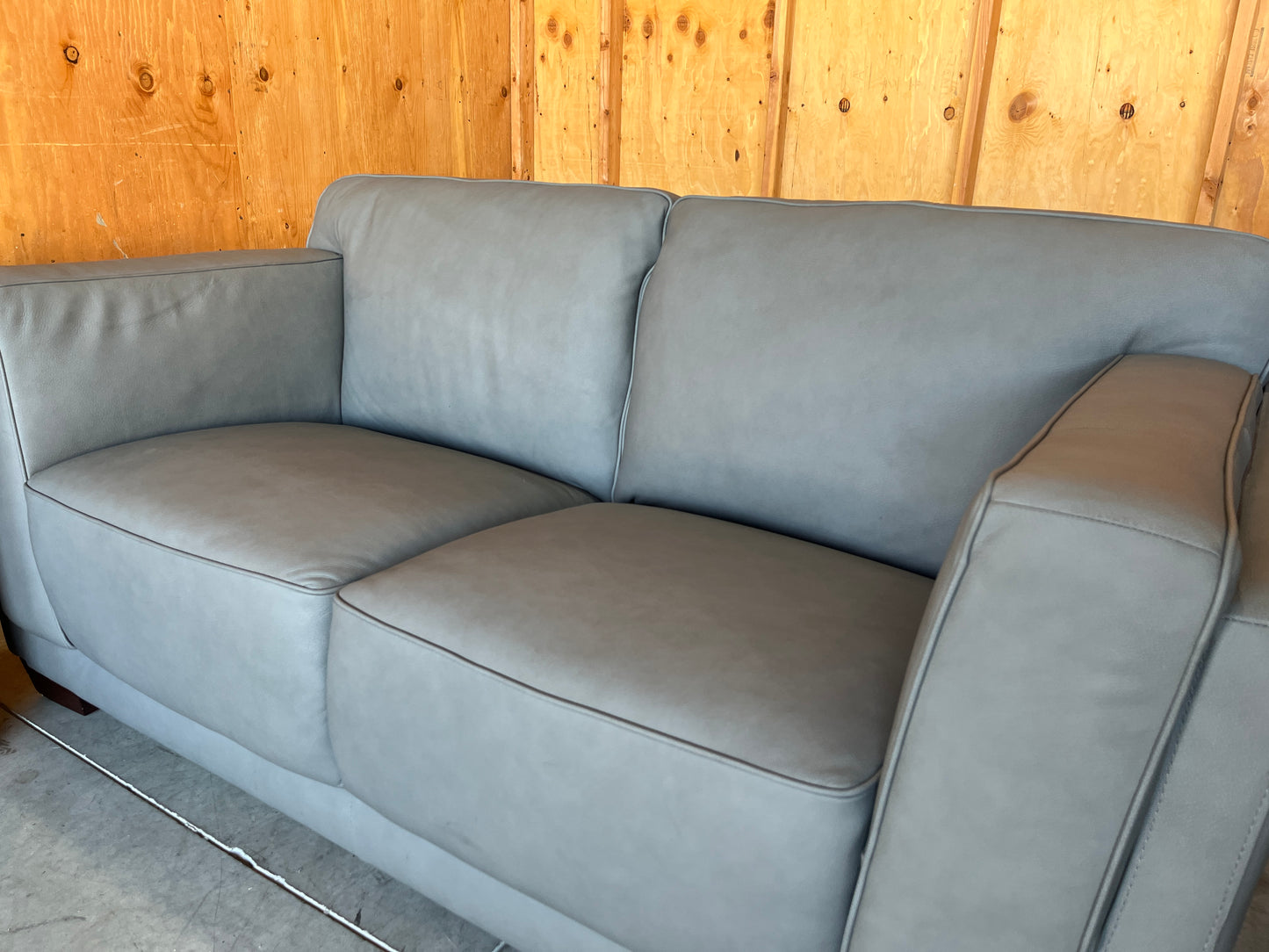 Grey Leather Sofa Couch and Loveseat