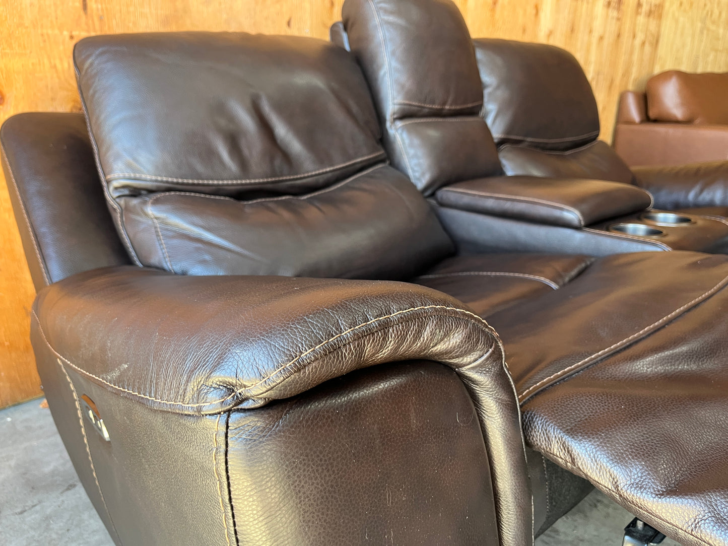 Leather Power Reclining Loveseat with Power Headrests