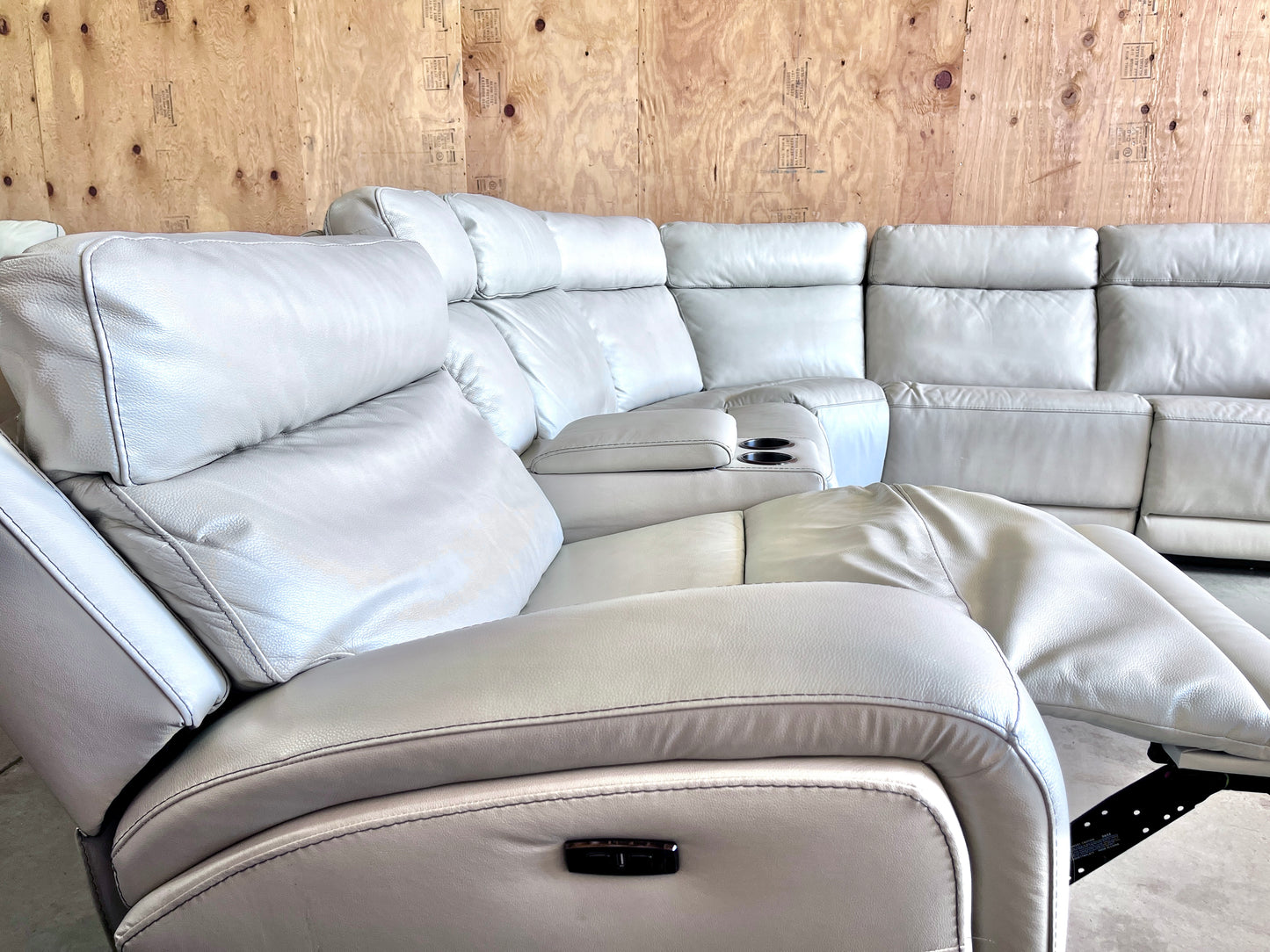 Leather Power Reclining Sectional with Power Headrests