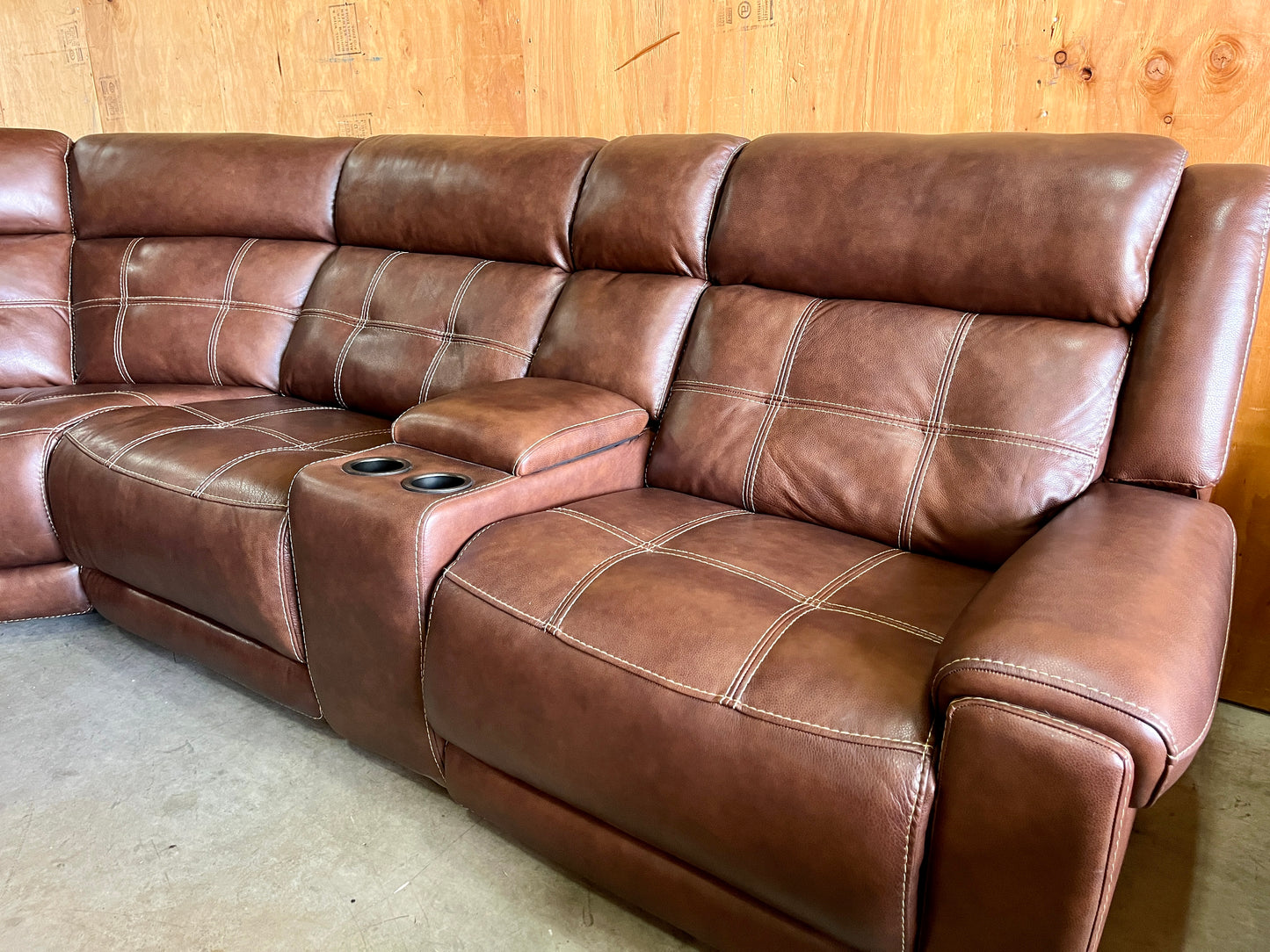 Leather Power Reclining Modular Sectional Couch - NEW!!