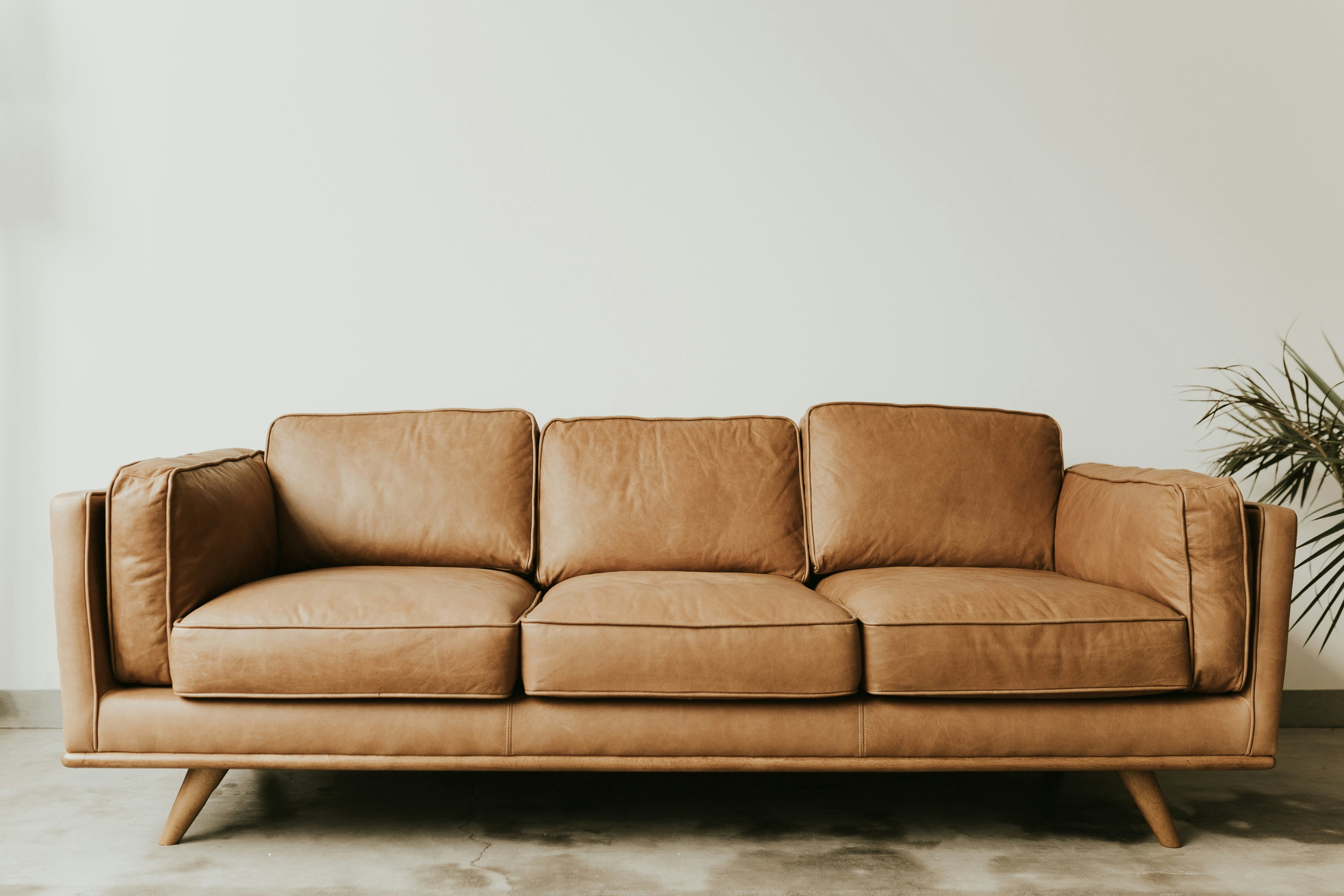 Brown leather couch