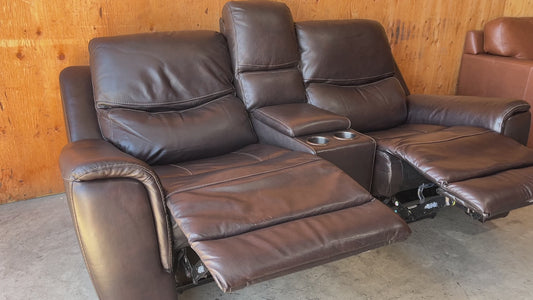 Leather Power Reclining Loveseat with Power Headrests