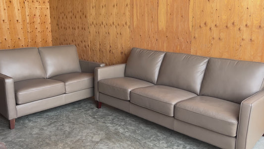 Real Leather Couch and Loveseat Set